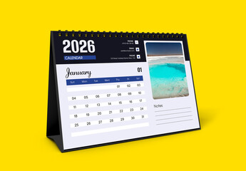 Modern Desk Calendar 2026 with Monthly Notes Layout