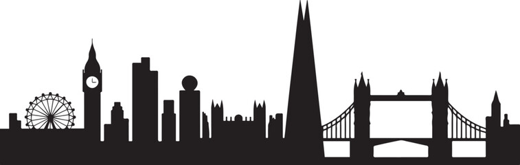 The city skyline. London. Silhouettes of buildings. design Vector black silhouette