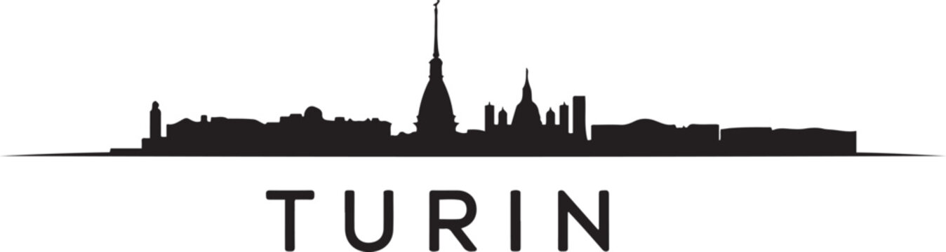 Turin logo with skyline. design Vector black silhouette