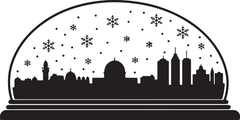 Israel, city skyline silhouette in snow globe. design Vector black silhouette