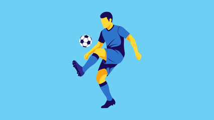 Football Player Skill: A vibrant illustration showcasing a skilled athlete performing a precise football move. Dynamic action, capturing the player's focus and athleticism, all set against a clean.