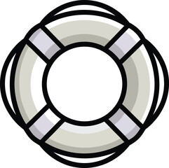 Naklejka premium White and gray lifebuoy vector icon isolated on a dark background, symbolizing safety and rescue.