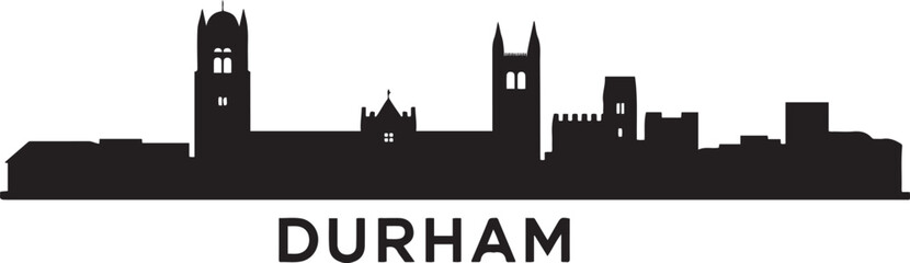 Durham Skyline Silhouette - Historic Cathedral City in England. design Vector black silhouette