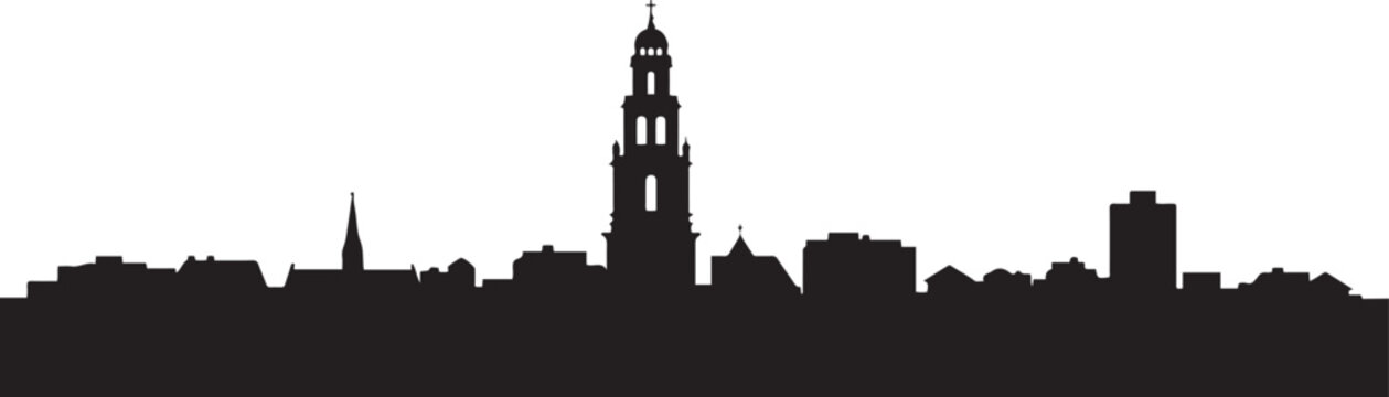 Breda Skyline with Netherlands Cityscape, and Urban Silhouette. design Vector black silhouette