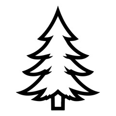Obraz premium Simple and bold black line illustration of a Christmas tree in a clean minimalist style. Ideal for icons, logos, stickers, and coloring pages.