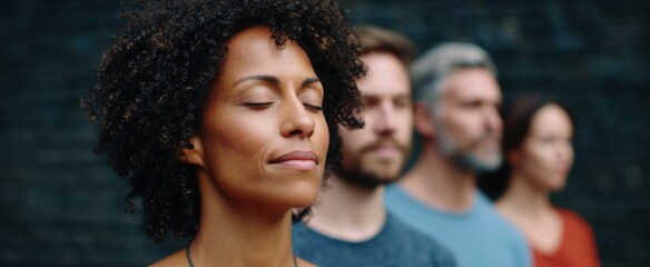Group embracing calm finds deep peace and connection through guided inner awareness practice