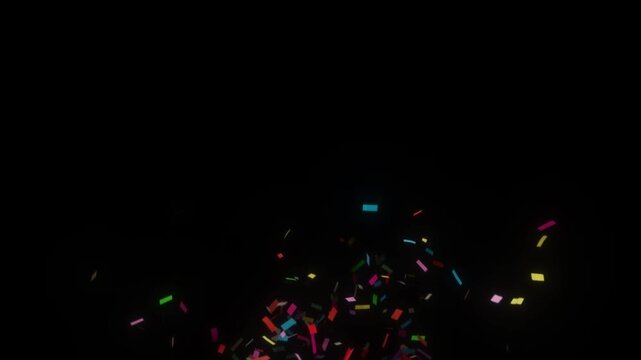Colorful abstract fireworks burst celebration new year animation on black chroma key alpha channel background