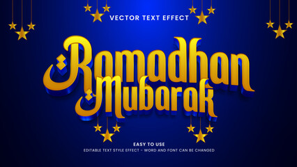 ramadhan mubarak editable text effect 3d vector