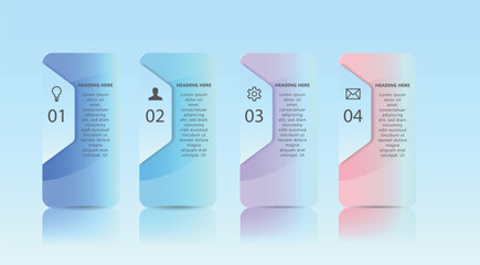 Vertical infographic 4 steps with modern cards