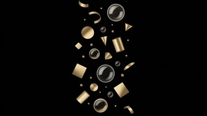 Abstract geometric shapes falling transparent background