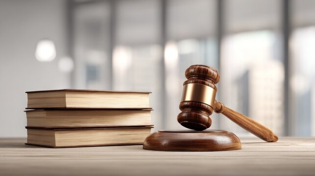 Gavel books on desk legal concept