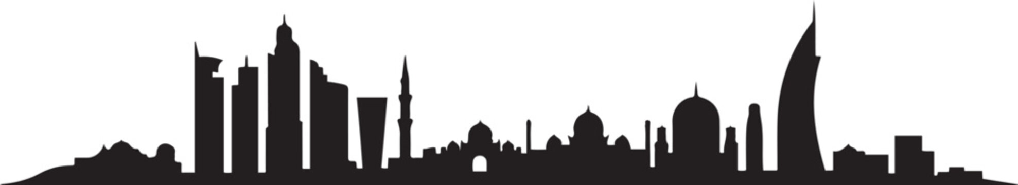 Ras Al Khaimah city skyline. design Vector black silhouette