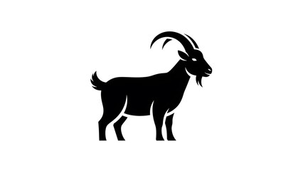 Black White Goat Icon Minimalist