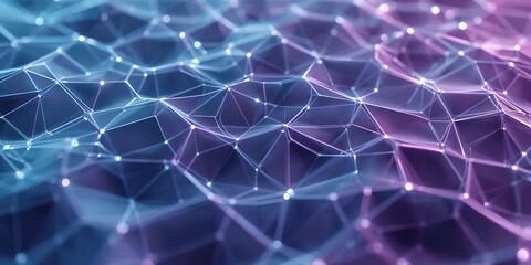 Abstract digital network mesh with glowing points representing data and technology
