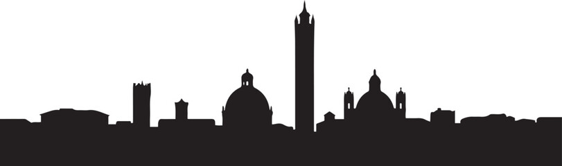 The city skyline. Bologna, Italy. design Vector black silhouette