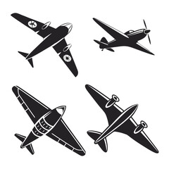 Four black airplane silhouettes on white background ©  MST RABEYA  BEGUM