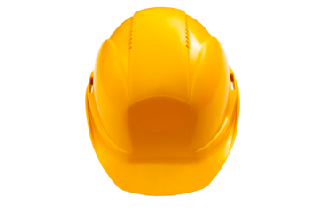 Yellow hard hat protective headwear construction safety equipment isolated on transparent background