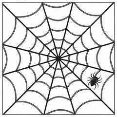 Obraz premium Black spider on a white geometric spiderweb pattern