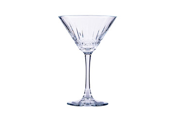 Empty martini glass isolated on white background.