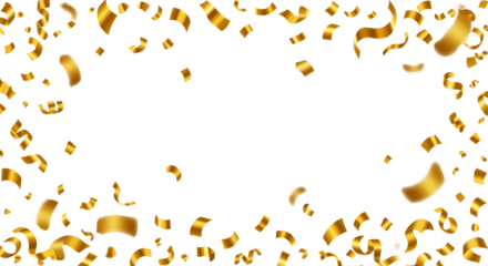 Golden Confetti Falling On Transparent Background Festive Celebration Concept