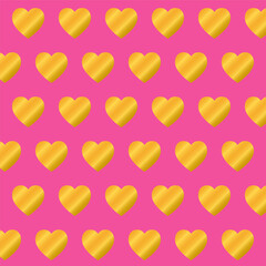 Valentine's Day seamless pattern.Golden hearts repeat pattern isolated on pink background.Vector graphic illustration cute background.