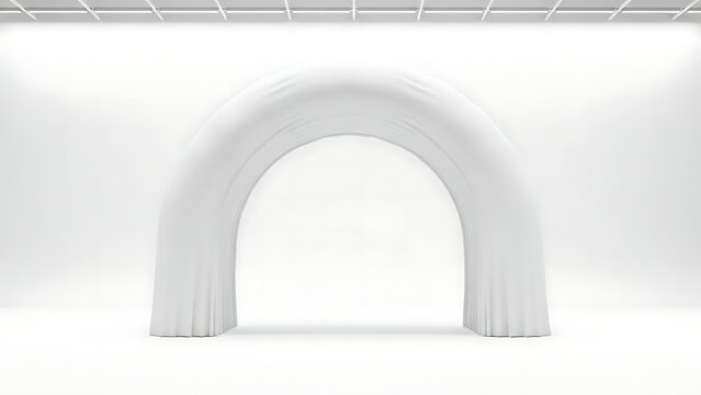 White Inflatable Archway in a Minimalist White Room.