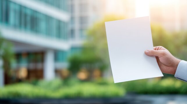 Hand holding paper against transparent background