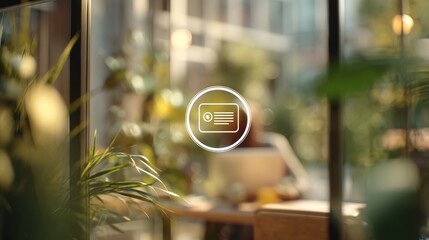 Icon in a window with greenery and light