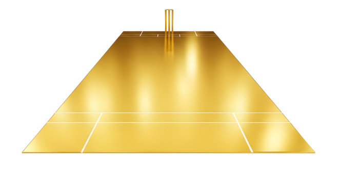 Golden badminton net base structure with post, isolated on transparent background - Powered by Adobe