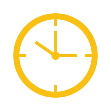 Simple yellow clock icon on white background