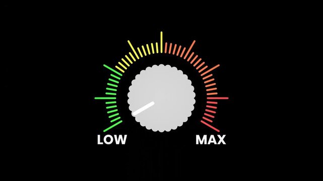 Animated potentiometer knob that shows the low to maximum level of a sound
