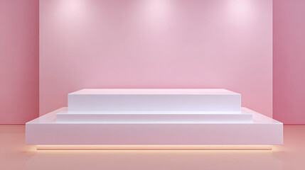 White Multilevel Pedestal in Pink Studio