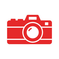 Red camera icon on white background