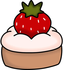 Cute strawberry-topped pastry with cream