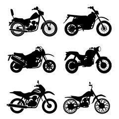 Obraz premium Six black motorcycle silhouettes on white background 2