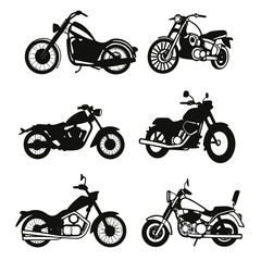 Obraz premium Six Black Motorcycle Silhouettes on White Background 3