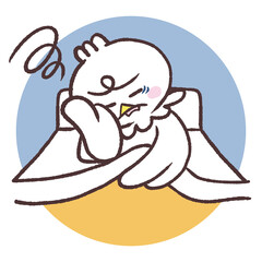 目覚めの悪い白い鳥のイラスト © おひさまストック