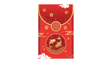 Traditional Chinese Red Envelope with Koi Fish Symbolizing Prosperity and Good