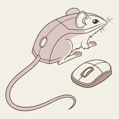 Rat Shaped Computer Mouse – Creative Cartoon Technology Vector