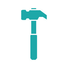 Simple teal hammer icon on white background