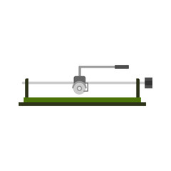 manual tile cutter tool for scoring and snapping ceramic floor tiles, flat design vector illustration.a manual equipment for cutting tiles with a wheel blade, used in construction and repair jobs