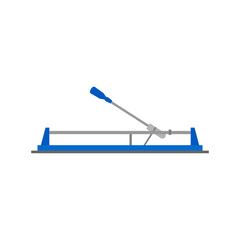 manual tile cutter tool for scoring and snapping ceramic floor tiles, flat design vector illustration.a manual equipment for cutting tiles with a wheel blade, used in construction and repair jobs
