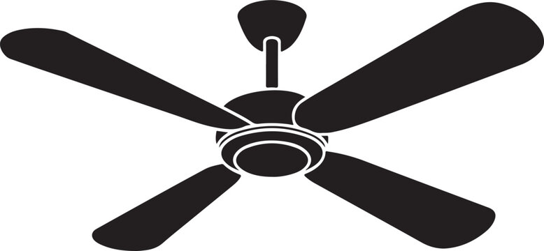 Clean silhouette vector illustration of ceiling fan