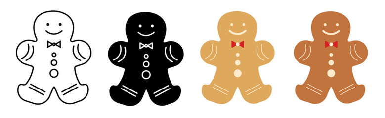 Christmas gingerbread xmas cookie flat icon set.