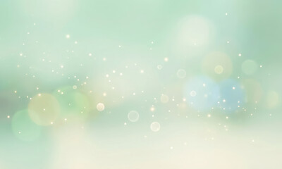 Pastel Bokeh Background &ndash; Soft Green Blue Abstract Gradient with Light Particles