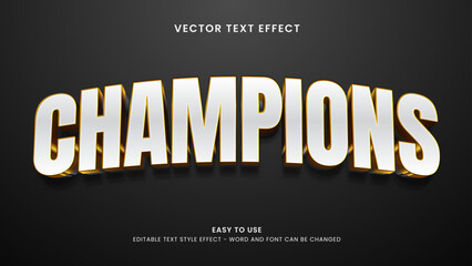champions editable text effect 3d vector