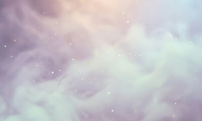 Pastel Mist Background &ndash; Soft Lavender Peach Green Clouds with Glowing Particles