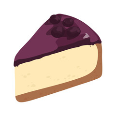 Blueberry cheese pie, A piece of cake Illutration.
