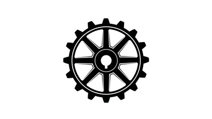 Obraz premium black and white mechanical gear symbol with spokes and a central hole