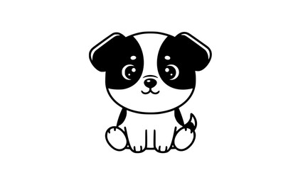 Cute puppy isolated, sitting and looking up, flat vector style, soft colors, minimal details, round shapes, perfect for pet-related designs and illustrations